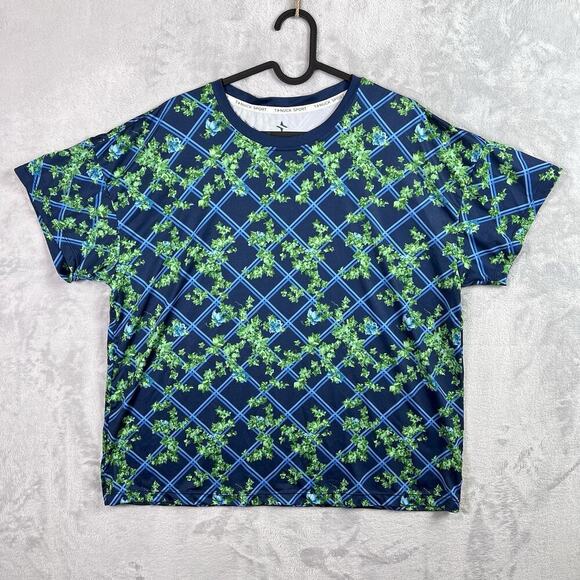 Tuckernuck Sport Athletic Top Women's Large Ivy Blue Green Short Sleeve Stretch - Picture 2 of 14